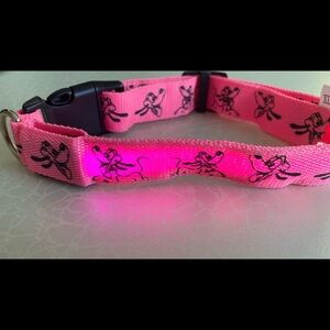 Pink LED Dog Collar with Cartoon Pup Print size xl